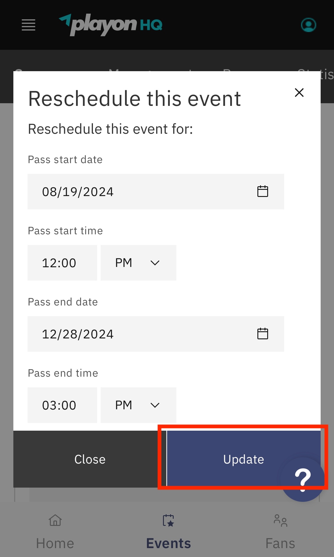 How to Reschedule or Change the Date and Time of Events in Mobile HQ